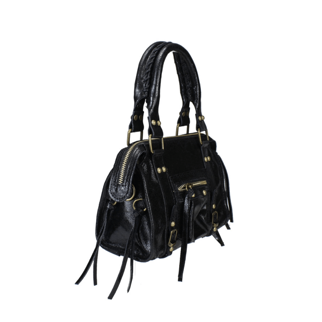Bag City in pelle made in italy - Borsa a mano Nera